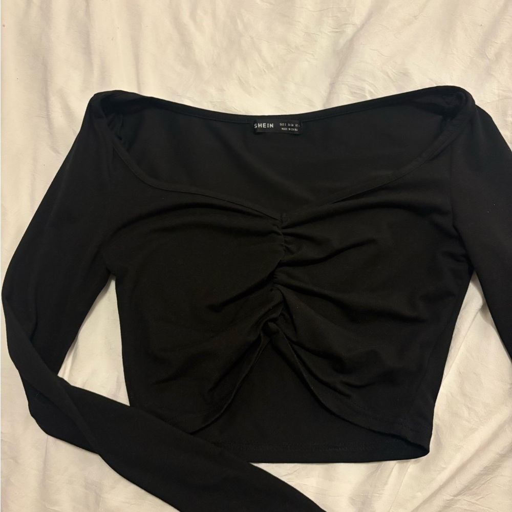 SHEIN Elegant Black Long Sleeve Top